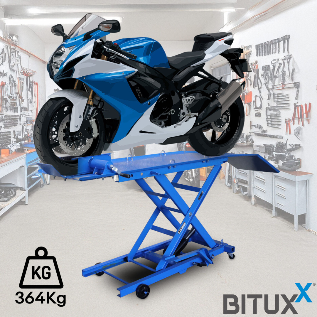 Hydraulický nůžkový zvedák na motorku s nožní pumpou 364 kg Bitux MS19472